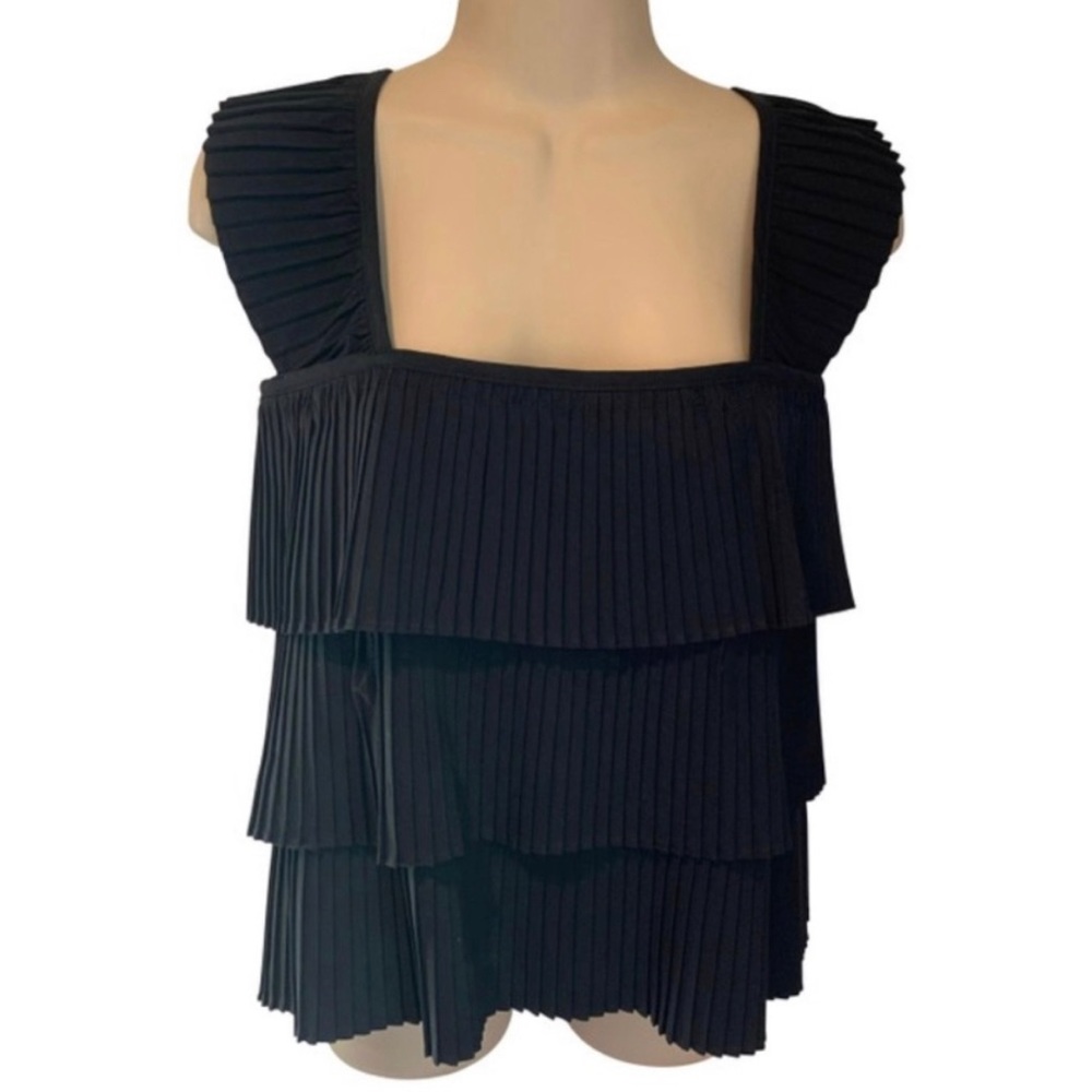 J Crew - Black Accordion Pleated Top - Size Small